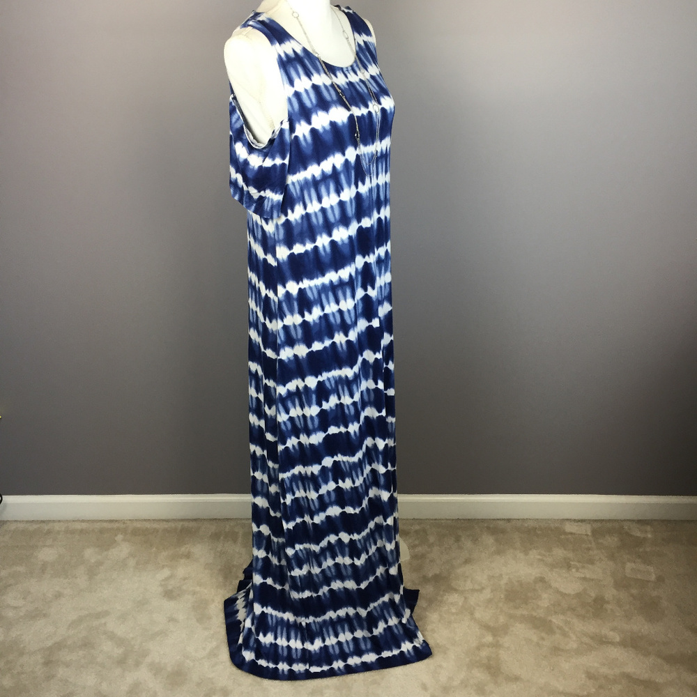 DESIGN HISTORY Cold Shoulder Tie Dye Maxi Dress